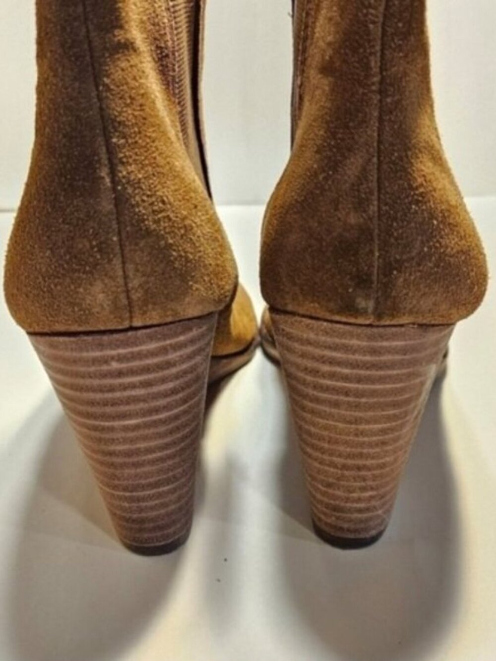 Lucky Brand Sz 10 Yamka 3.5" Wedge Ankle Chelsea Boot Stretch Sides Light Brown - Picture 5 of 11